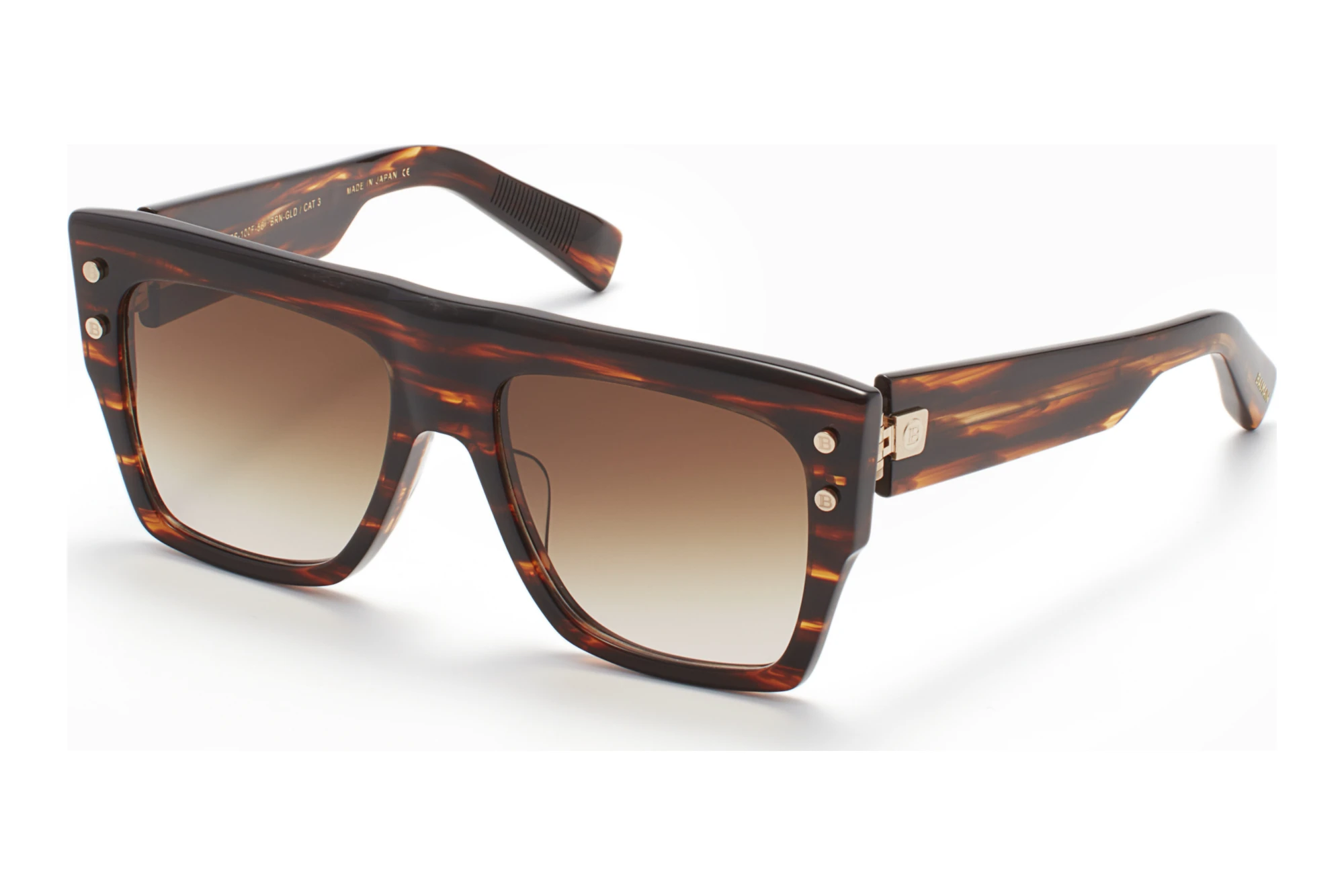 Balmain Paris BPS-100 F Dark Brown to clear Lenses - ARMedium Brown Swirl - White Gold w Balmain Paris BPS-100 F Dark Brown to clear Lenses - ARMedium Brown Swirl - White Gold w