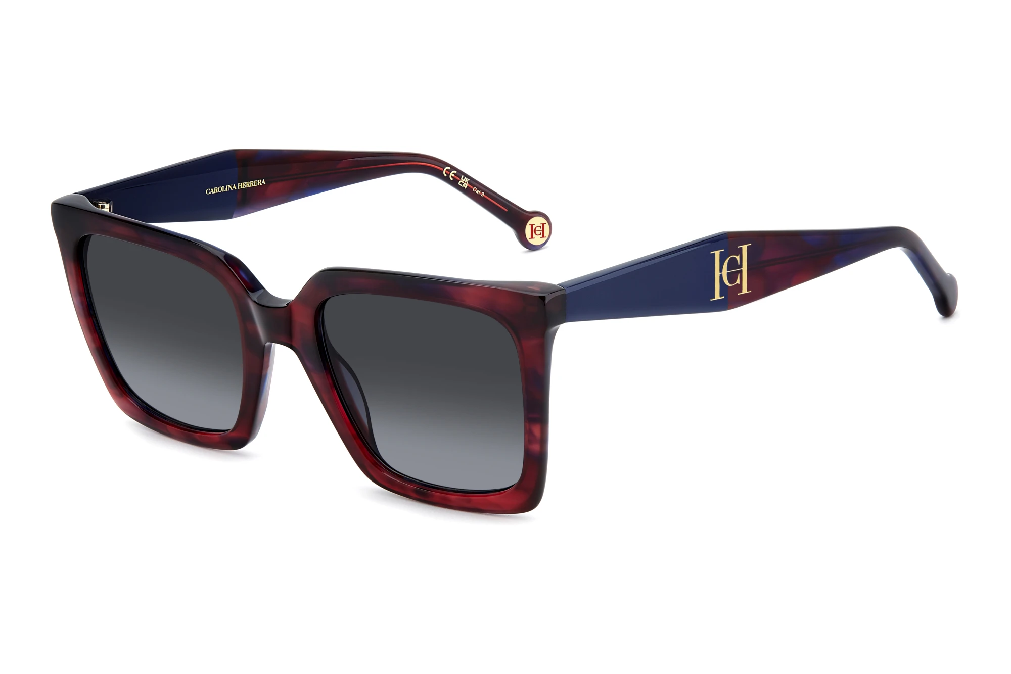 Carolina Herrera HER 0416/S K4G/9O GREY SHADEDBURGUNDY HORN Carolina Herrera HER 0416/S K4G/9O GREY SHADEDBURGUNDY HORN