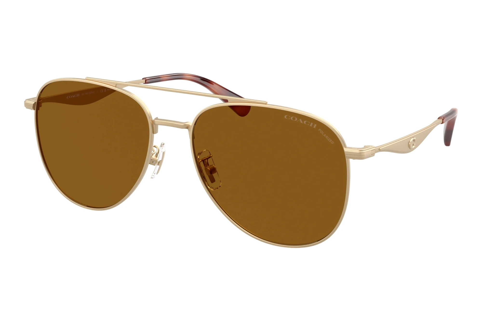 Coach HC7190 900583 Brown Solid PolarizedSatin Light Gold Coach HC7190 900583 Brown Solid PolarizedSatin Light Gold