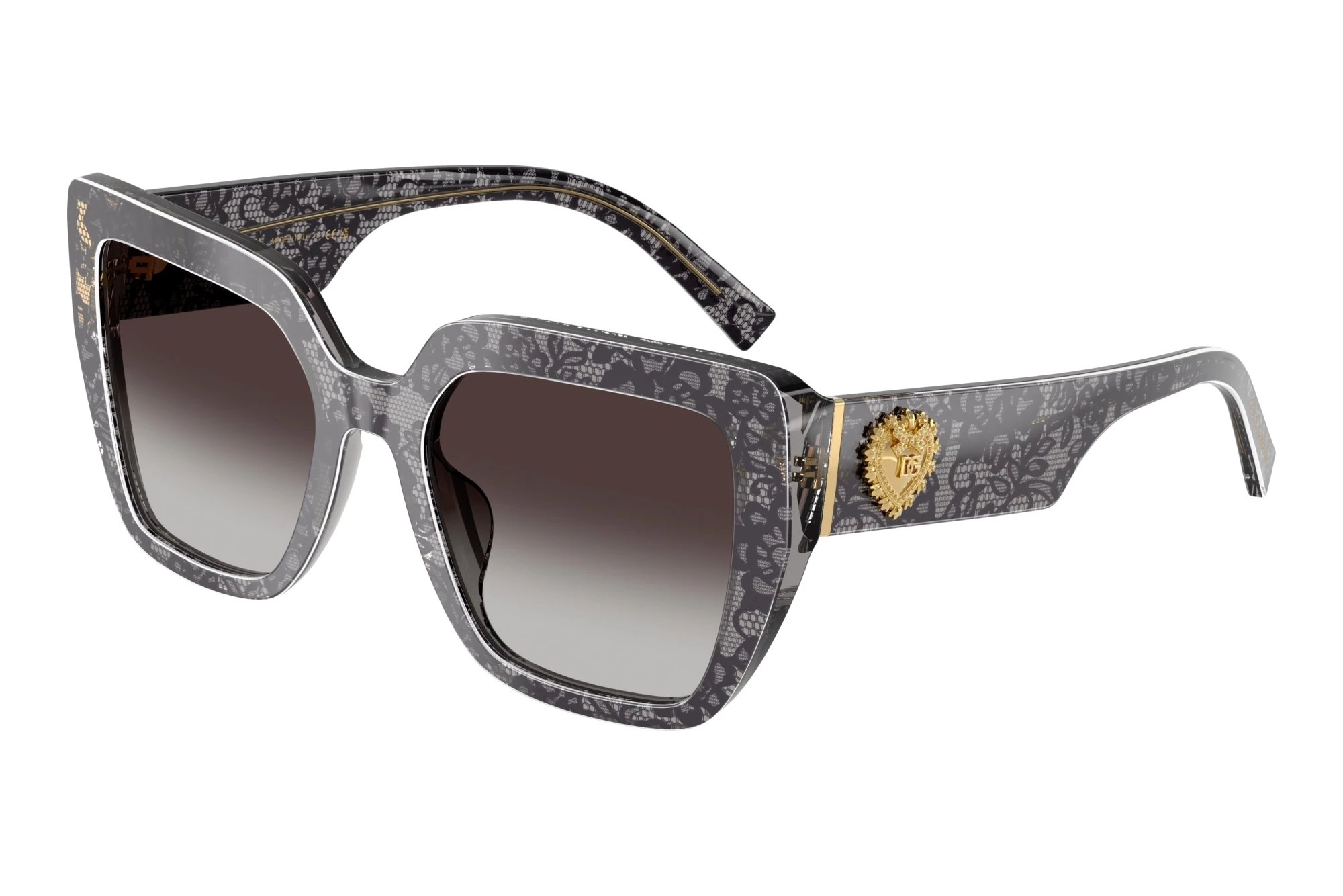 Dolce & Gabbana   DG4538 34718G Grey GradientPrint Black Lace