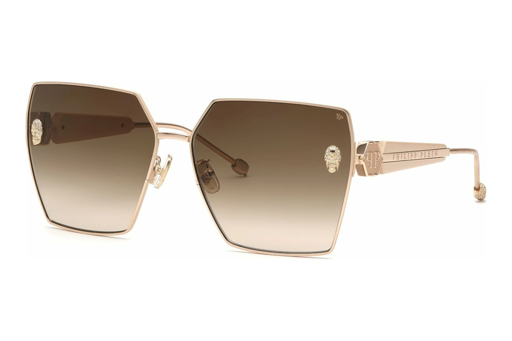Philipp Plein   SPP122S 0F47 BROWN GRADIENTSHINY ROSE  GOLD W/BEIGE PARTS