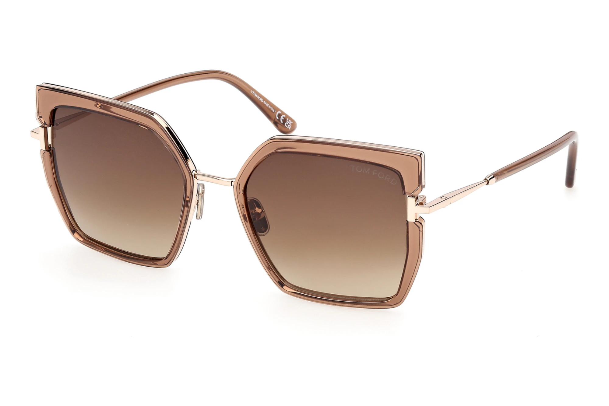 Tom Ford   FT1418 45F braun verlaufendGlänzend Hellbraun
